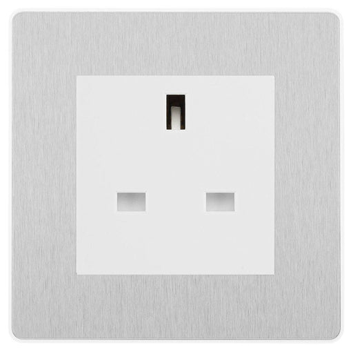 BG Evolve Brushed Steel 13A Unswitched Socket PCDBS13AUSSW Available from RS Electrical Supplies