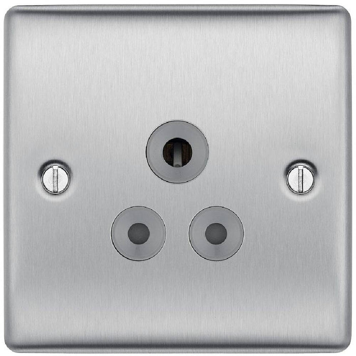 BG Nexus Metal Brushed Steel 5A Unswitched Socket NBS29G Available from RS Electrical Supplies