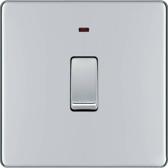 BG Nexus Screwless Polished Chrome 20A Double Pole Switch with Neon FPC31 Available from RS Electrical Supplies