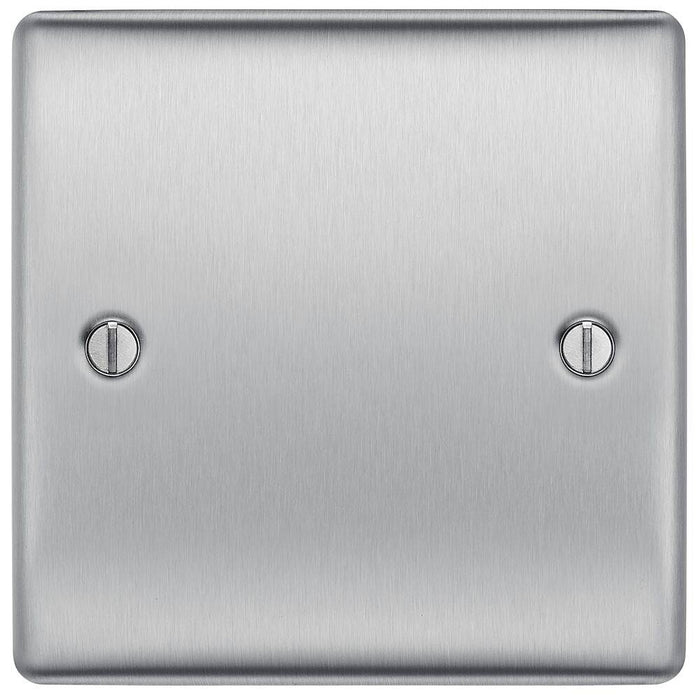 BG Nexus Metal Brushed Steel Single Blank Plate NBS94 Available from RS Electrical Supplies