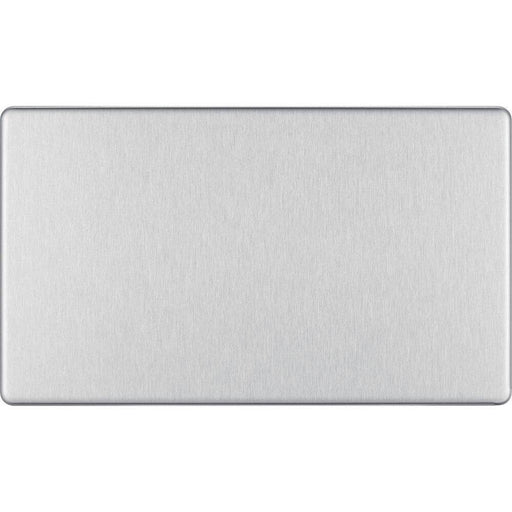 BG Nexus Screwless Brushed Steel Double Blank Plate FBS95 Available from RS Electrical Supplies