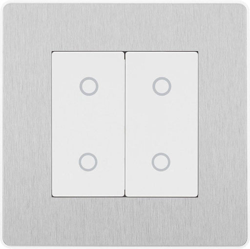 BG Evolve Brushed Steel 2G Master Touch Dimmer Switch PCDBSTDM2W Available from RS Electrical Supplies