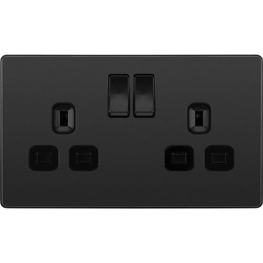BG Evolve Black Chrome 13A Double Socket PCDBC22B Available from RS Electrical Supplies