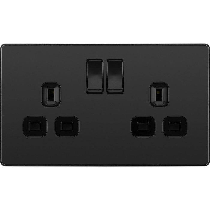 BG Evolve Black Chrome 13A Double Socket PCDBC22B Available from RS Electrical Supplies