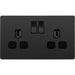 BG Evolve Matt Black 13A Double Socket PCDMB22B Available from RS Electrical Supplies