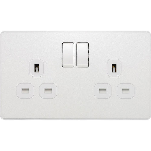 BG Evolve Pearl White 13A Double Socket PCDCL22W Available from RS Electrical Supplies