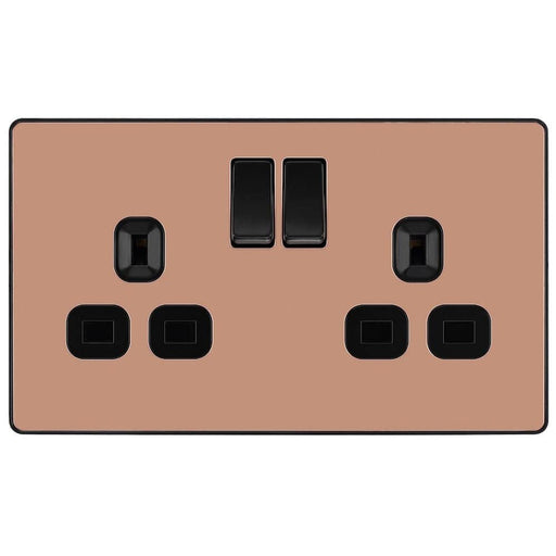 BG Evolve Polished Copper 13A Double Socket PCDCP22B Available from RS Electrical Supplies