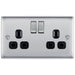 BG Nexus Metal Brushed Steel 13A Double Socket NBS22B Available from RS Electrical Supplies