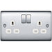 BG Nexus Metal Polished Chrome 13A Double Socket NPC22W Available from RS Electrical Supplies