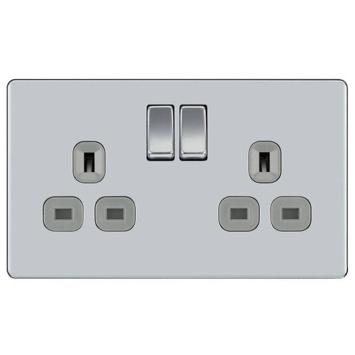 BG Nexus Screwless Polished Chrome 13A Double Socket FPC22G Available from RS Electrical Supplies