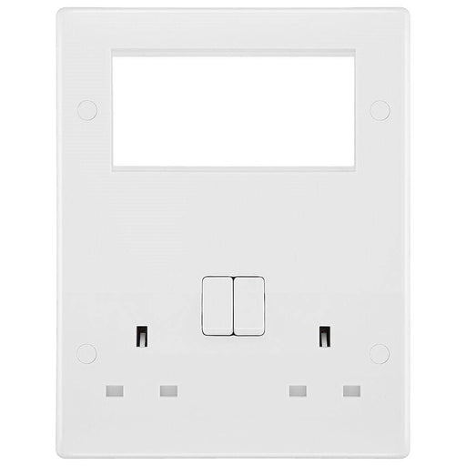 BG White Moulded 13A Double Socket with 4G Euro Plate 822EM4 Available from RS Electrical Supplies