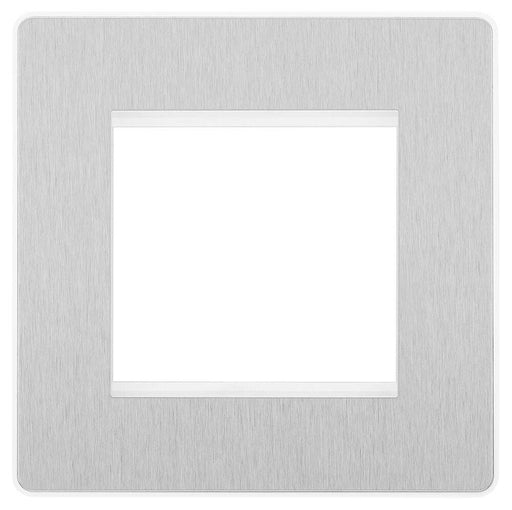 BG Evolve Brushed Steel 2G Euro Module Plate PCDBSEMS2W Available from RS Electrical Supplies