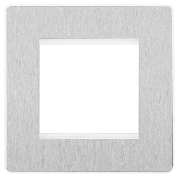 BG Evolve Brushed Steel 2G Euro Module Plate PCDBSEMS2W Available from RS Electrical Supplies