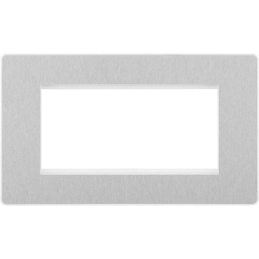 BG Evolve Brushed Steel 4G Euro Module Plate PCDBSEMR4W Available from RS Electrical Supplies