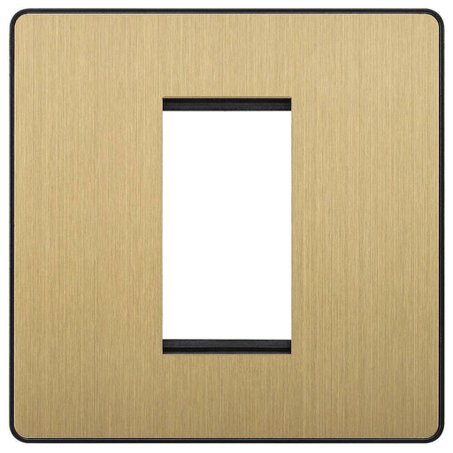 BG Evolve Satin Brass 1G Euro Module Plate PCDSBEMS1B Available from RS Electrical Supplies