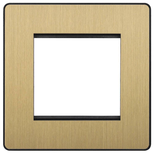 BG Evolve Satin Brass 2G Euro Module Plate PCDSBEMS2B Available from RS Electrical Supplies