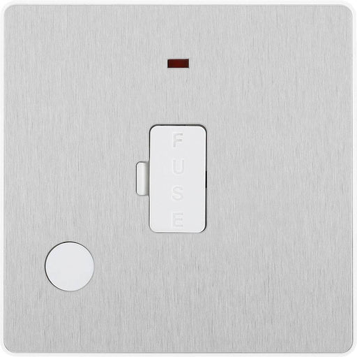BG Evolve Brushed Steel 13A Unswitched Spur with LED and Flex Outlet PCDBS54W Available from RS Electrical Supplies
