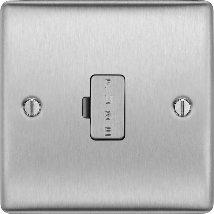 BG Nexus Metal Brushed Steel 13A Unswitched Spur NBS54 Available from RS Electrical Supplies