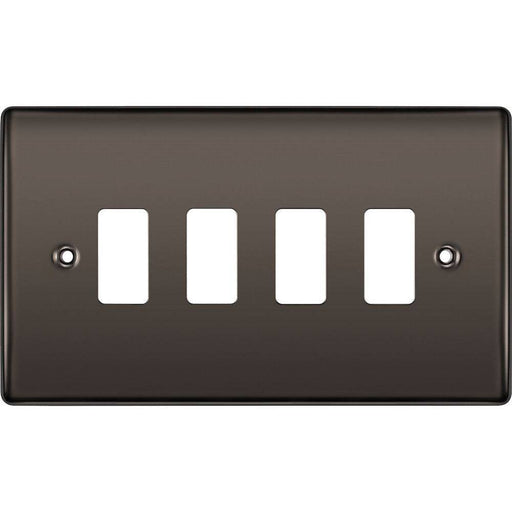 BG Nexus Metal Black Nickel 4G Grid Plate RNBN4 Available from RS Electrical Supplies
