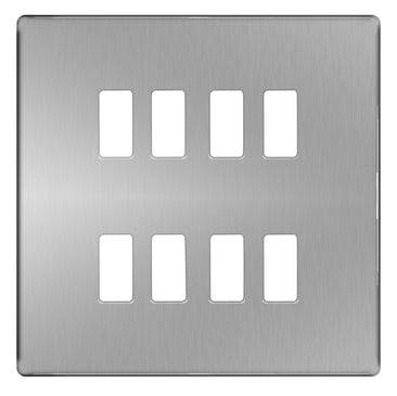 BG Screwless Flat Plate Brushed Steel Grid Plate RFBS8 Available from RS Electrical Supplies