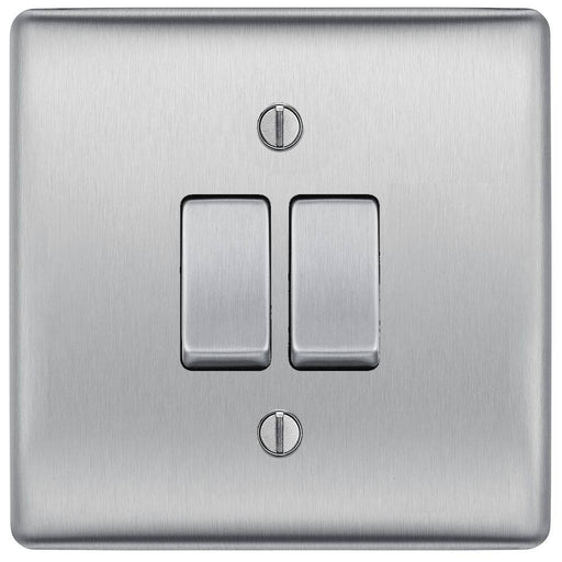 BG Nexus Metal Brushed Steel 2G Intermediate Light Switch NBS2GINT Available from RS Electrical Supplies