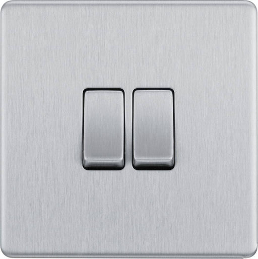 BG Nexus Screwless Brushed Steel 2G Intermediate Light Switch FBS2GINT Available from RS Electrical Supplies