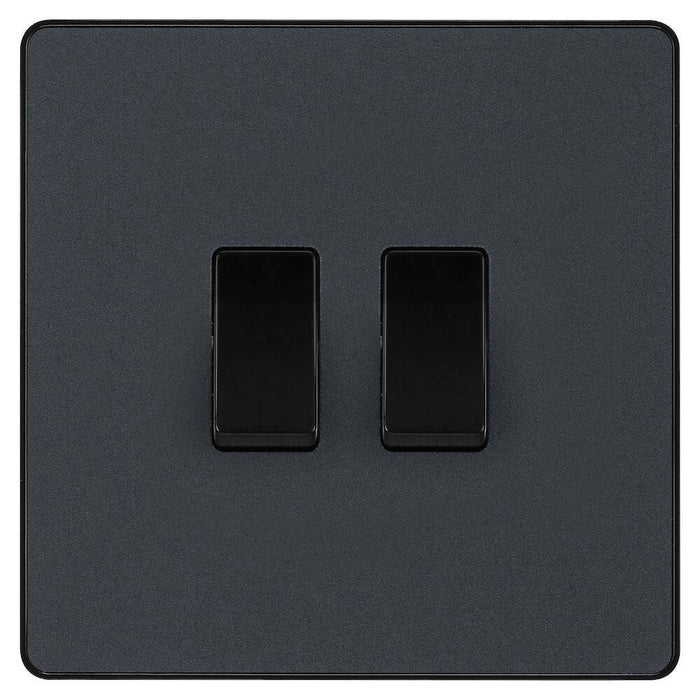 BG Evolve Matt Grey 2G 2W Light Switch PCDMG42B Available from RS Electrical Supplies