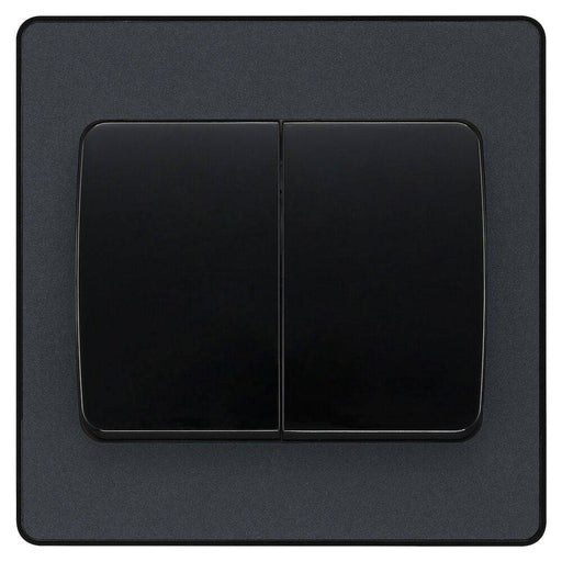 BG Evolve Matt Grey 2G 2W Wide Rocker Light Switch PCDMG42WB Available from RS Electrical Supplies