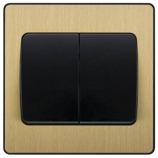 BG Evolve Satin Brass 2G 2W Wide Rocker Light Switch PCDSB42WB Available from RS Electrical Supplies