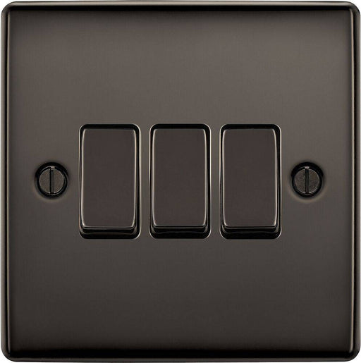 BG Nexus Metal Black Nickel 3G 2W Light Switch NBN43 Available from RS Electrical Supplies