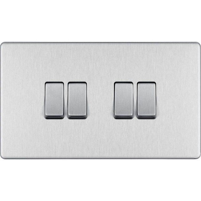 BG Nexus Screwless Brushed Steel 4G 2W Light Switch FBS44 Available from RS Electrical Supplies
