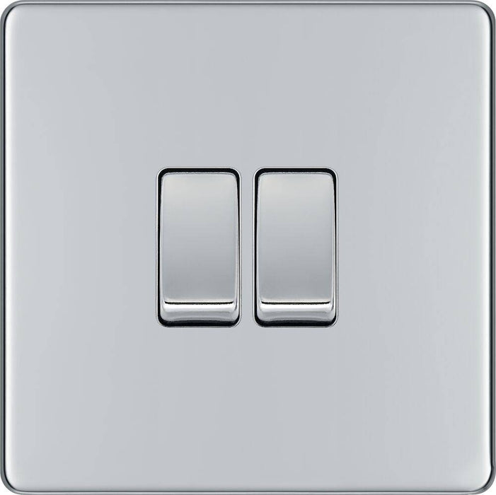 BG Nexus Screwless Polished Chrome 2G 2W Light Switch FPC42 Available from RS Electrical Supplies