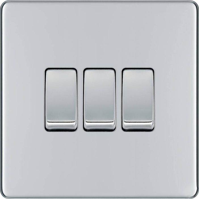 BG Nexus Screwless Polished Chrome 3G 2W Light Switch FPC43 Available from RS Electrical Supplies