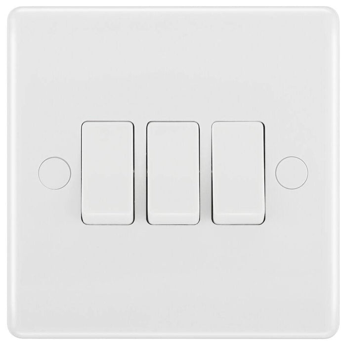 BG White Moulded 3G 2W Light Switch 843 Available from RS Electrical Supplies