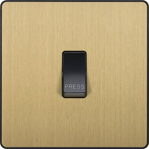 BG Evolve Satin Brass 10A Retractive Press Switch PCDSB14B Available from RS Electrical Supplies