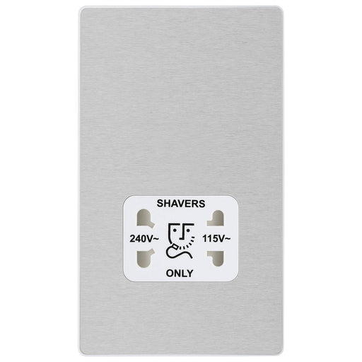 BG Evolve Brushed Steel Dual Voltage Shaver Socket PCDBS20W Available from RS Electrical Supplies
