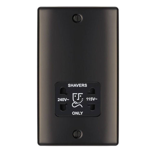 BG Nexus Metal Black Nickel Shaver Socket NBN20B Available from RS Electrical Supplies