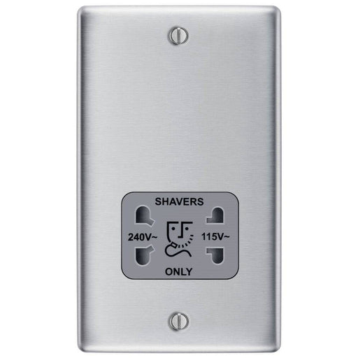 BG Nexus Metal Brushed Steel Shaver Socket NBS20G Available from RS Electrical Supplies