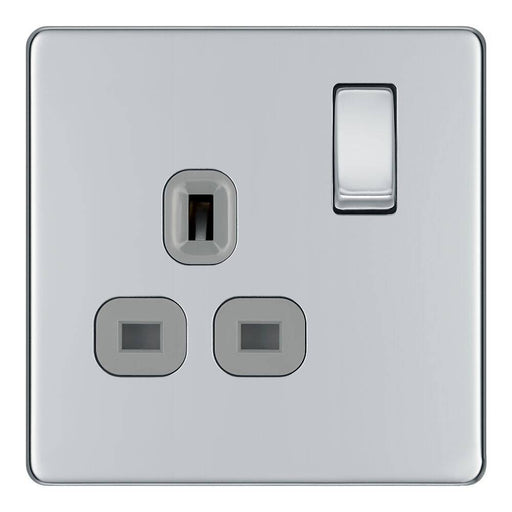 BG Nexus Screwless Polished Chrome 13A Single Socket FPC21G Available from RS Electrical Supplies