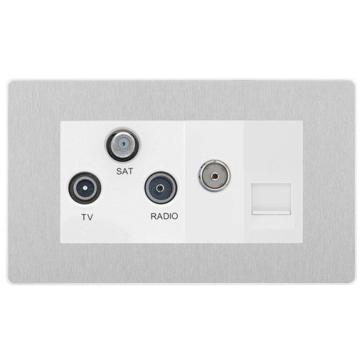 BG Evolve Brushed Steel TV/FM/SAT Combination TV Socket PCDBSTRI2W Available from RS Electrical Supplies