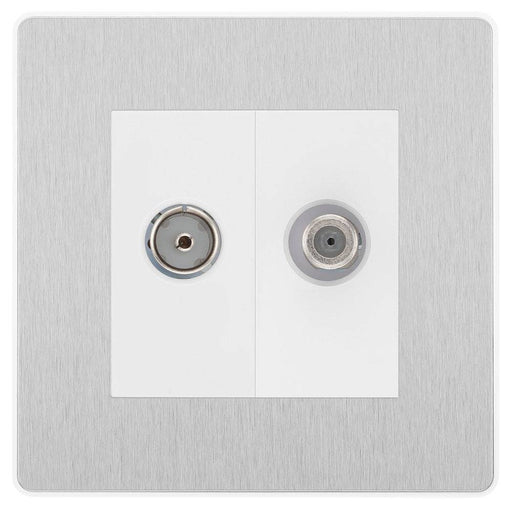 BG Evolve Brushed Steel TV & Satellite Socket PCDBSTVSATW Available from RS Electrical Supplies