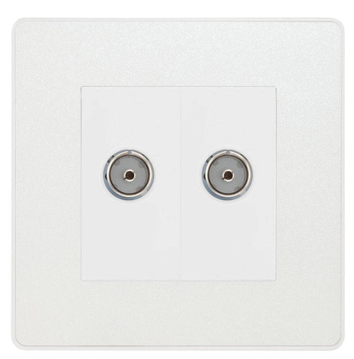 BG Evolve Pearl White Double Co-axial Socket PCDCL602W Available from RS Electrical Supplies