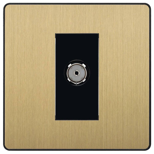 BG Evolve Satin Brass Co-axial Socket PCDSB60B Available from RS Electrical Supplies