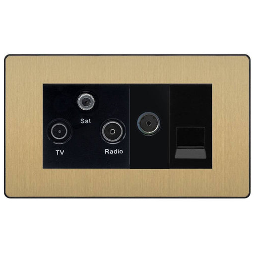 BG Evolve Satin Brass TV/FM/SAT Combination TV Socket PCDSBTRI2B Available from RS Electrical Supplies