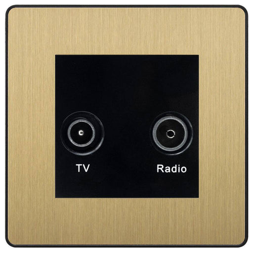 BG Evolve Satin Brass TV & FM Socket PCDSBTVFMB Available from RS Electrical Supplies