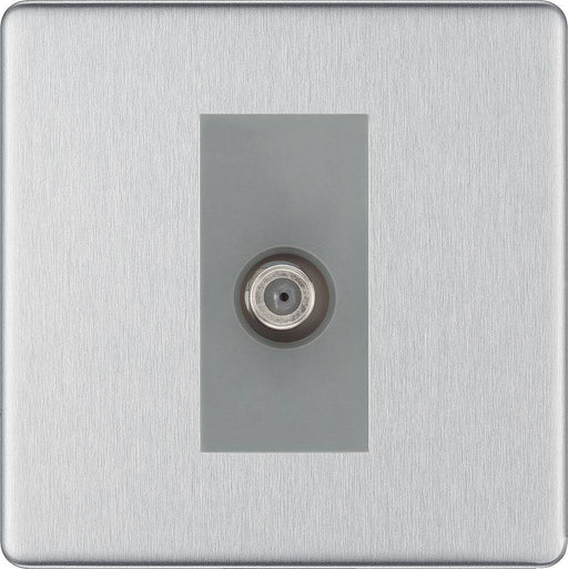BG Nexus Screwless Brushed Steel Satellite Socket FBS64G Available from RS Electrical Supplies