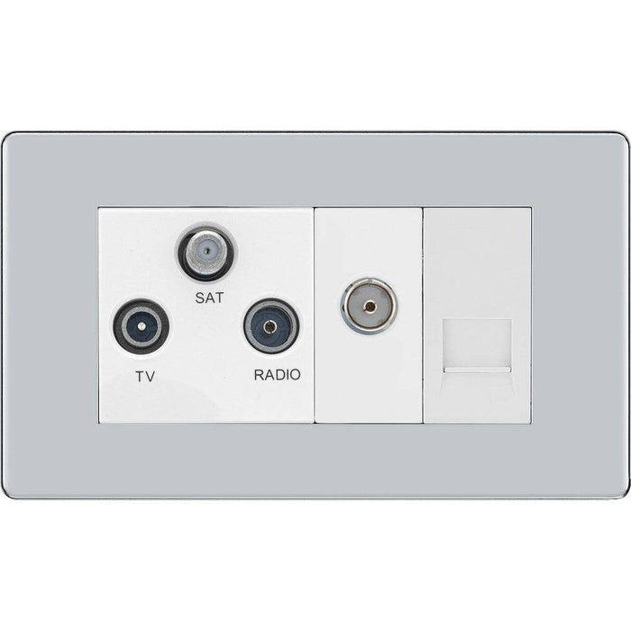 BG Nexus Screwless Polished Chrome Combination TV Socket FPC68W Available from RS Electrical Supplies