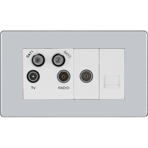 BG Nexus Screwless Polished Chrome Combination TV Socket FPC69W Available from RS Electrical Supplies