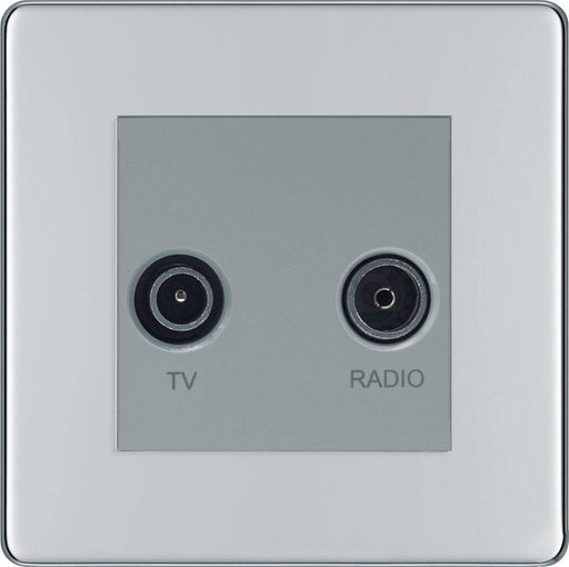 BG Nexus Screwless Polished Chrome TV & FM Socket FPC66G Available from RS Electrical Supplies