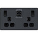BG Evolve Matt Grey 13A Double USB Socket with A+C Ports PCDMG22UAC30B Available from RS Electrical Supplies